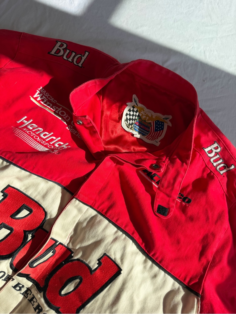Budweiser Red and Cream Racing-Style Jacket - Picture 2 of 6